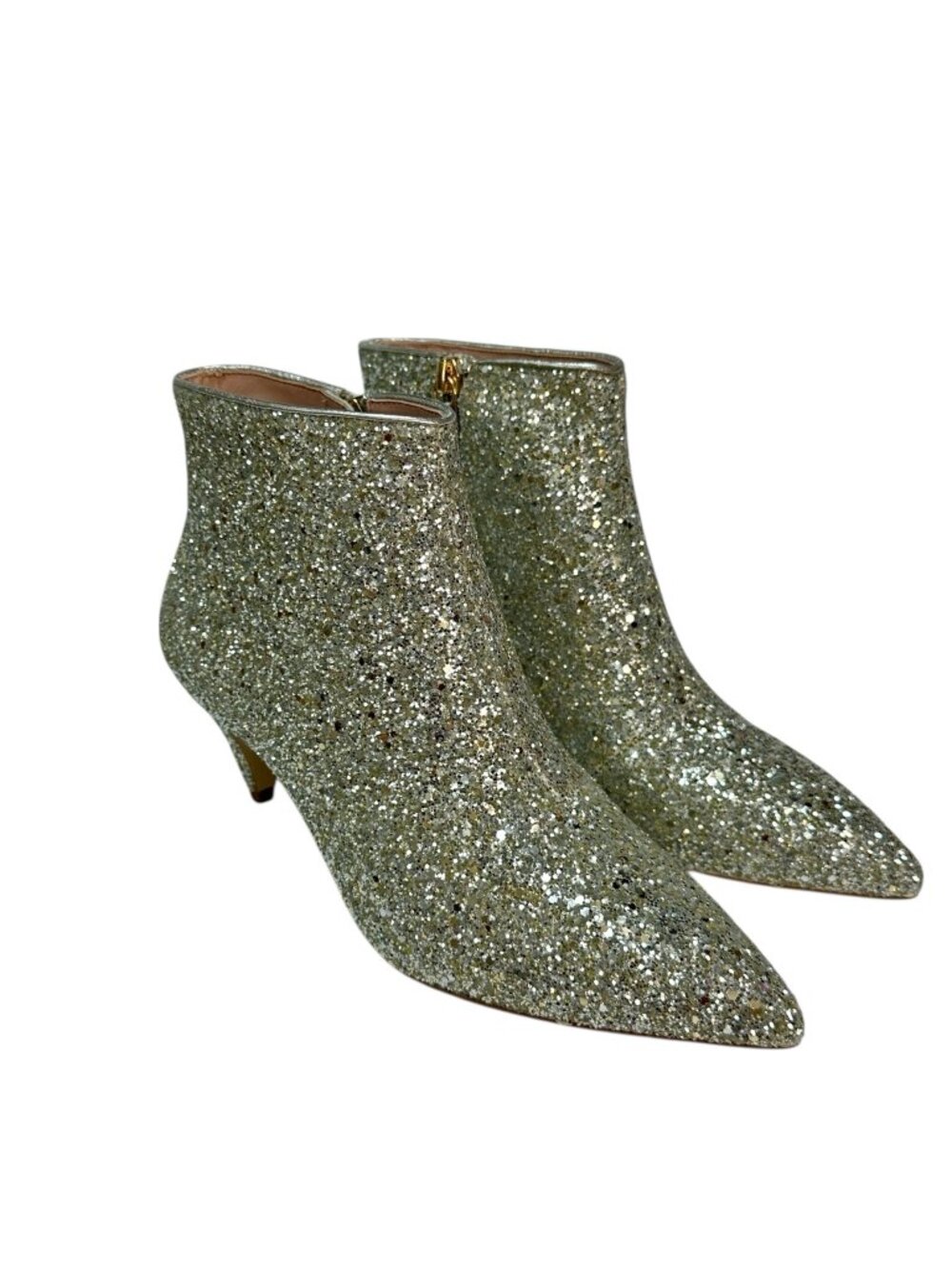 Kate Spade Women's Stan Kitten Heel Glitter Booties Silver Size 8 M